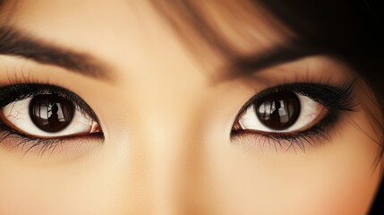 Fototapeta premium Close-up of a woman's eyes with dramatic makeup and intense gaze, AI