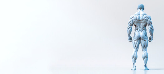 Detailed illustration of human muscle structure in full growth against a neutral background