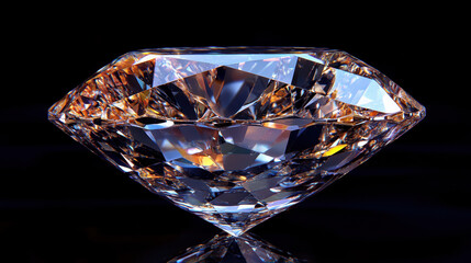 Brilliant Shiny Diamond on Black Background Symbolizing Luxury and Elegance