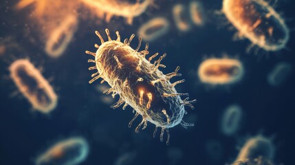 Ancient microbes under microscope reveal intricate cellular structures, showcasing their mysterious and ancient nature, ideal for scientific and educational content