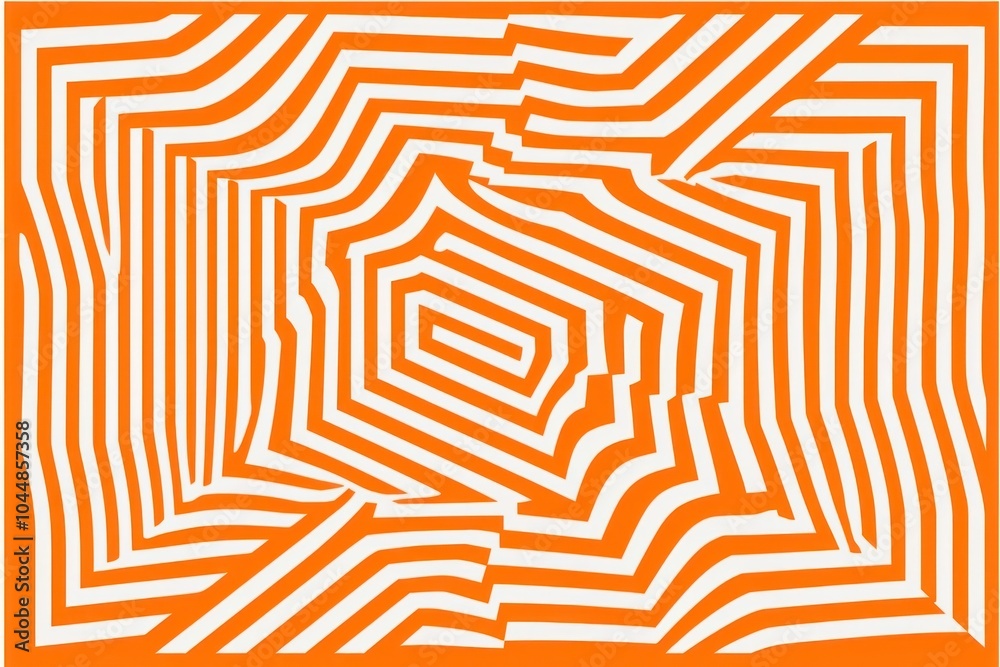 Wall mural orange pattern labyrinth abstract.