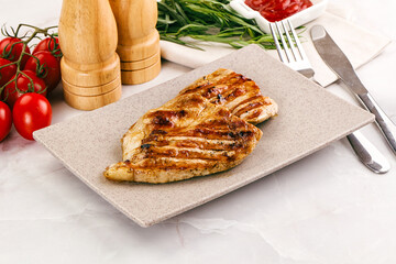 Grilled pork steak with sauce