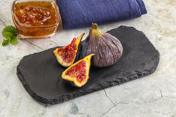 Purple ripe fig with cut