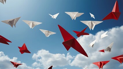 Paper Plane Adventure: Red and White in Flight