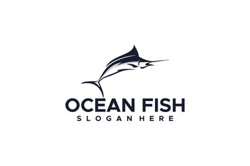Marlin Fish Ocean Saltwater Wild Nature Logo Design Vector