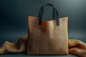 Eco-friendly burlap tote bag display for sustainable fashion and design