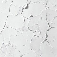 Fototapeta premium Textured white plaster wall surface with cracks and rugged details in minimal design.