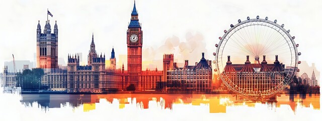  London cityscape double exposure contemporary style minimalist artwork collage illustration design 

