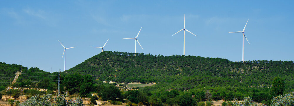 wind park in Catalonia, Spain, panoramic format