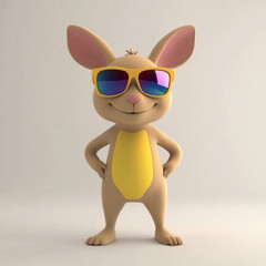 Naklejka premium 3d kangaroo in sunglasses