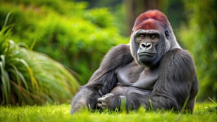 Obraz premium silverback gorilla resting in meadow