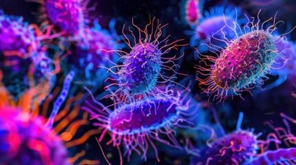 Ancient microbes under microscope reveal intricate cellular structures, showcasing their mysterious and ancient nature, ideal for scientific and educational content