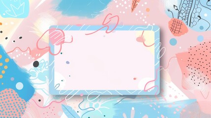 A vivid abstract composition featuring playful blue and pink doodles combined with dynamic brushstrokes and splatters, evoking a sense of joy and freedom.