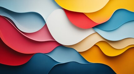 A dynamic array of overlapping colorful waves creates a vibrant and energetic abstract background, ideal for use in modern creative design projects and artistic decor.