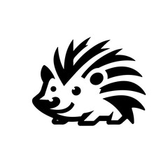 hedgehog as a simple logo black and white cute
