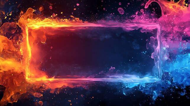 A visually striking image featuring fiery red and icy blue colors blending in an electric frame, symbolizing contrast and energy with a modern art twist.