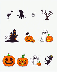 halloween icons set