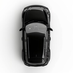 Fototapeta premium Black car, top view isolated on white background