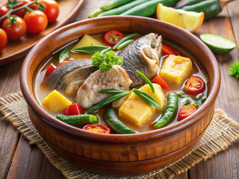 Filipino Sinigang na Isda: Sour Fish Soup in Clay Pot