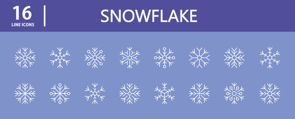 Snowflake winter line icons set. Winter holiday. Editable Stroke