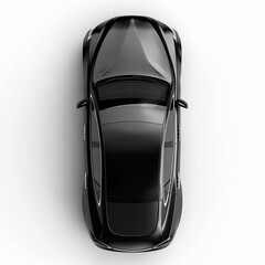 Fototapeta premium Black car, top view isolated on white background