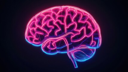 Vibrant neon brain illustration showcasing intricate neural pathways and connections in a modern, colorful design.