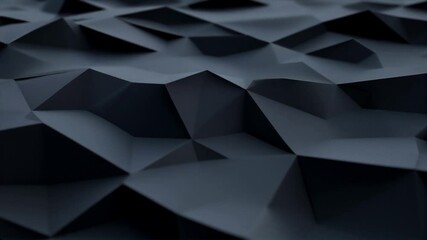 abstract black low poly surface gently moving up and down as motion background