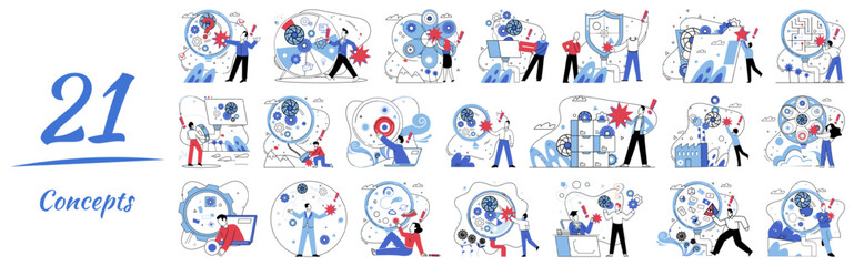 Fototapeta premium Thinking vector illustration. In realm contemplation, ideas sprout like flowers, watered by rain intelligent thinking Brainstorming is forge where raw materials ideas are shaped by hammer thoughtful