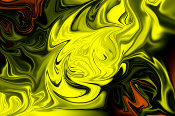 Fototapeta premium A dynamic abstract composition with bold waves of yellow, black, and touches of brown, blending in a fluid, energetic flow. Swirling Energy