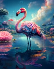 flamingo in the water