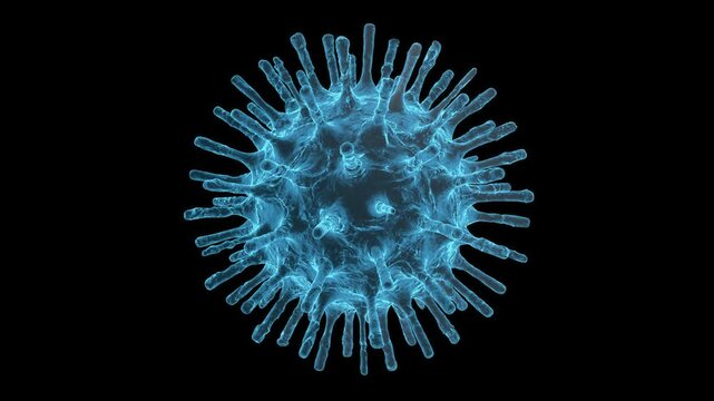 Animation of Virus with the effect of Electron Microscopy Image on Transparent Background