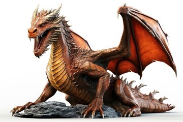 Fototapeta premium Dragon dinosaur animal white background.