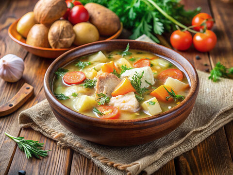 Ukrainian Fish Soup (Uha) with Root Vegetables