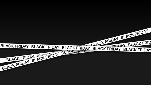 3d red ribbons for Black Friday sale on dark brick wall background. Crossed ribbons. Graphic elements for big sale. Vector illustration.