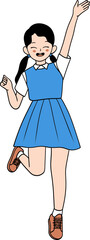 Obraz premium Hand Drawn School Girl Illustration