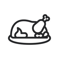 Fall Whole Roast Chicken Lineart Icon