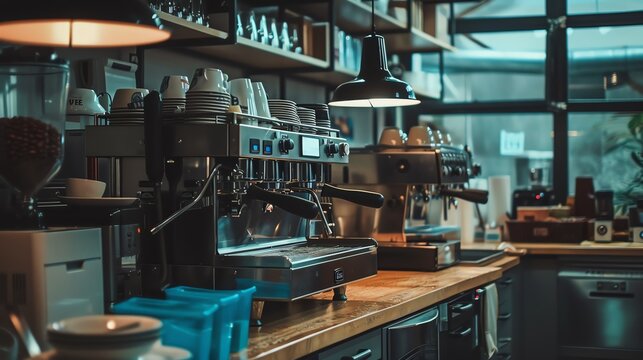 A coffee machine in an office kitchen