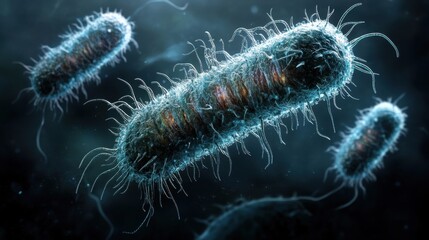 Ancient microbes under microscope reveal intricate cellular structures, showcasing their mysterious and ancient nature, ideal for scientific and educational content