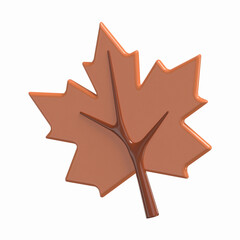 Fall Leaf Icon 3D Icon Weather Model with Transparent Background