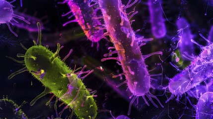 Ancient microbes under microscope reveal intricate cellular structures, showcasing their mysterious and ancient nature, ideal for scientific and educational content
