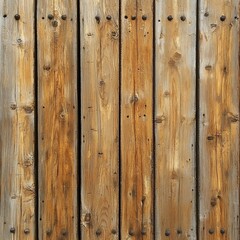Fototapeta premium Close-up of rustic wooden planks with visible grain and nails, showcasing texture and natural tones.