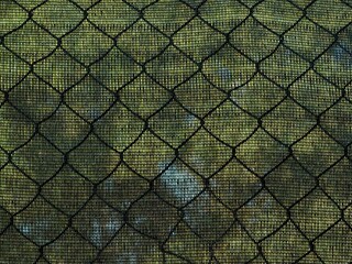 Green Grid: Metal Fence Frame as a Textured Background