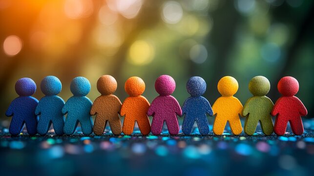 Diverse unity: vibrant clay figures symbolizing community and togetherness
