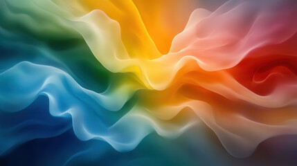 Obraz premium Vibrant abstract waves of color blend seamlessly, creating dynamic and fluid visual experience. interplay of hues evokes sense of movement and energy, perfect for artistic projects