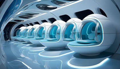 Obraz premium futuristic treatment pod with advanced technology and sleek design