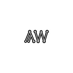 Fototapeta premium AW monogram logo design letter text name symbol monochrome logotype alphabet character simple logo