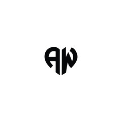 AW monogram logo design letter text name symbol monochrome logotype alphabet character simple logo