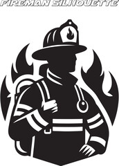 Fire man silhouette vector illustration