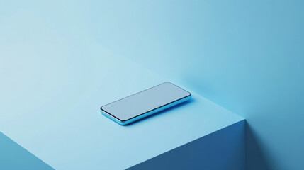Smartphone on solid color minimalist background, copy space