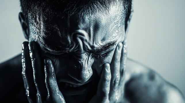 Portrait of sad crying man in emotional distress, male mental health concept - Powered by Adobe